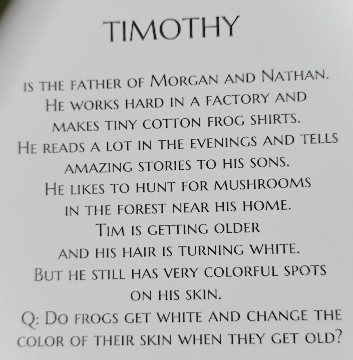 Timothy the sandalwood and cedar wood Frog