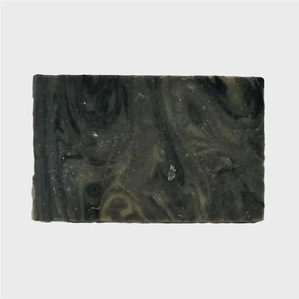 bar soap with brown light and dark green swirls